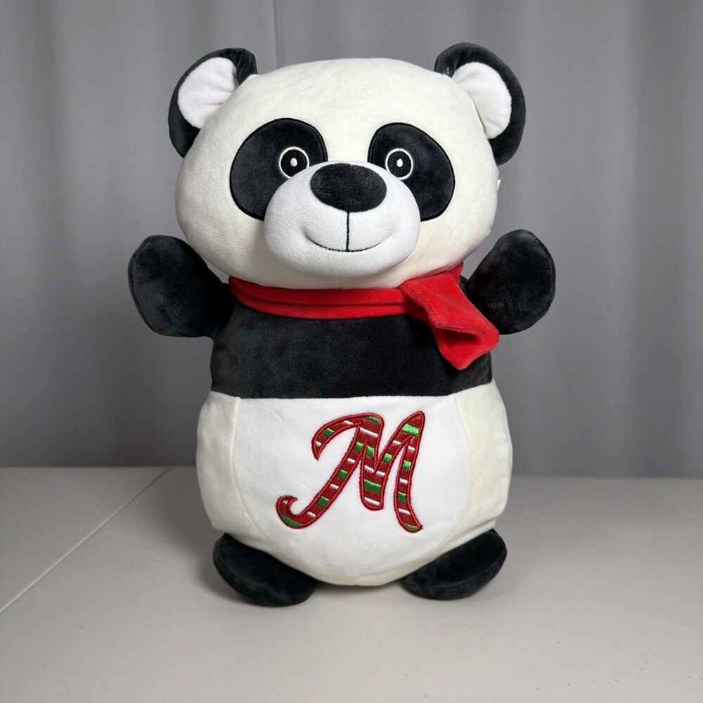 Squishmallow Hug Mees Gracie LETTER “M” Christmas PANDA Bear 15” Baby Plush